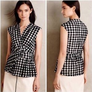 Anthropologie Deletta Delphine Gingham Black and White Sleeveless Top XS